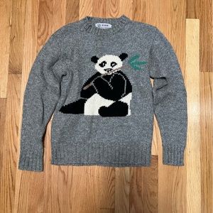 Vintage grey Jade knit panda sweater